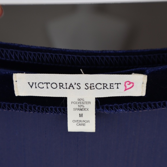VINTAGE Victorias Secret Blue Velvet Skater Dress Size Medium - Picture 5 of 5
